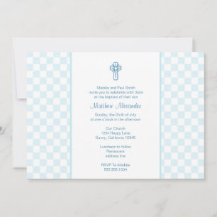 Blue Gingham Invite with Cross