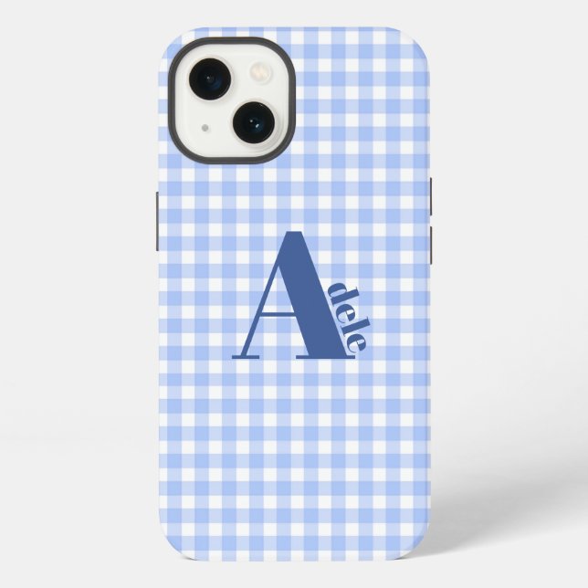 blue gingham iphone case (Back)