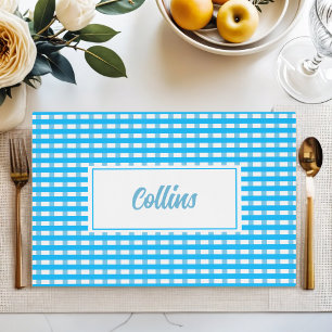 Blue Gingham Kitchen Birthday Party Personalized Placemat