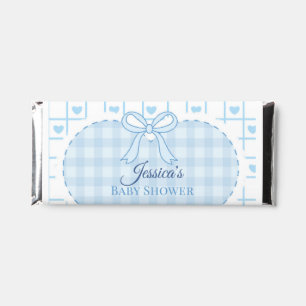Blue Gingham Lace Heart Boy Baby Shower Hershey Bar Favors