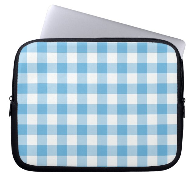 Blue Gingham Laptop Sleeve (Front)