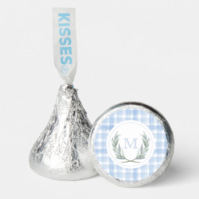 Blue Gingham Laurel Crest  Hershey®'s Kisses® (Front)