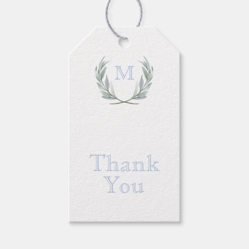 Blue Gingham Laurel Crest Thank you Tags