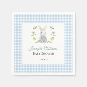 Blue Gingham Little Bunny Spring Baby Boy Shower Napkins
