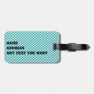 blue gingham luggage tag