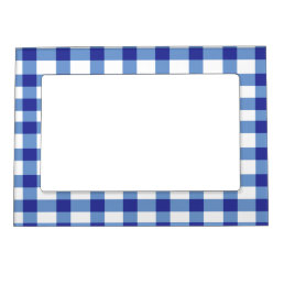 Blue Gingham Magnetic Picture Frame