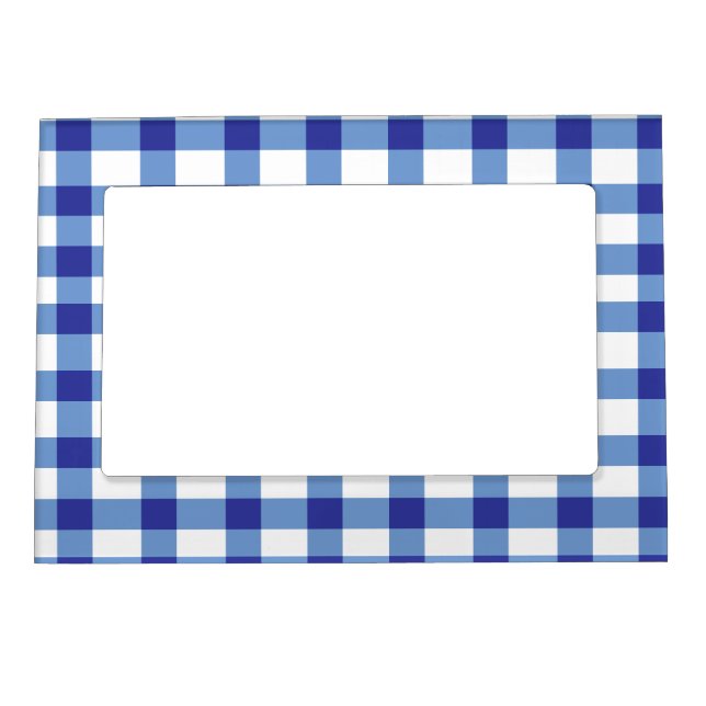 Blue Gingham Magnetic Picture Frame (Front)