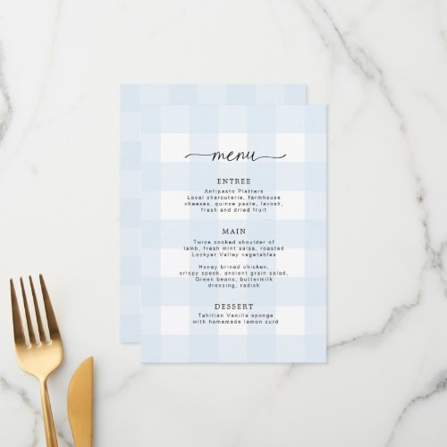 Blue Gingham Menu