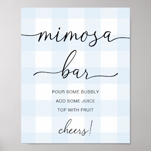 Blue Gingham Mimosa Bar Sign