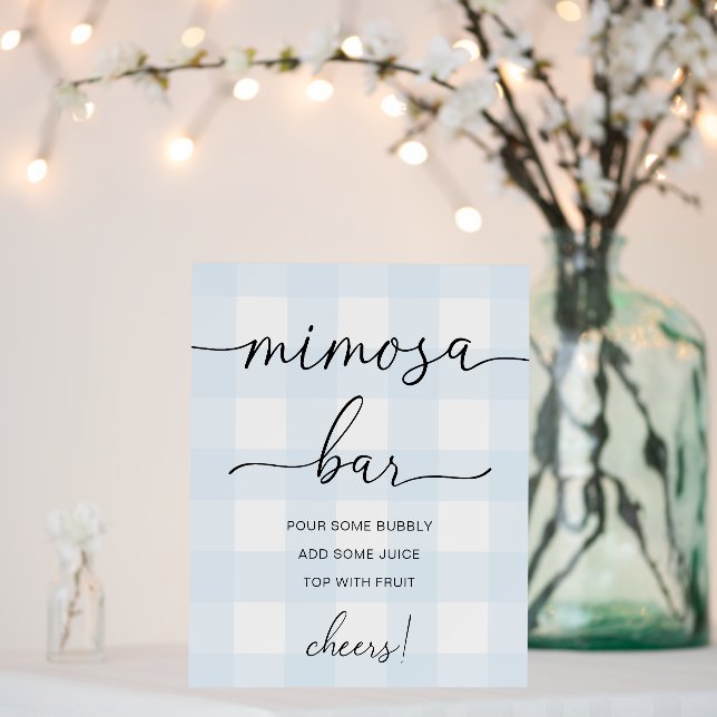 Blue Gingham Mimosa Bar Sign (In Situ (Wedding))