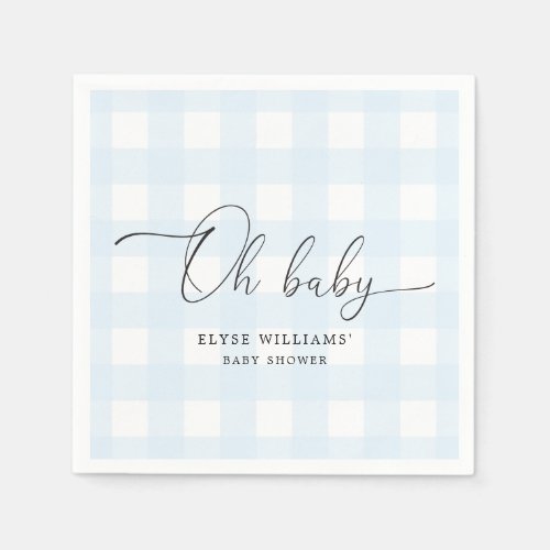 Blue Gingham Oh Baby Paper Napkin