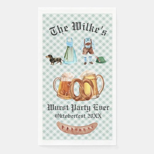 Blue Gingham Oktoberfest Party Cocktail Napkins