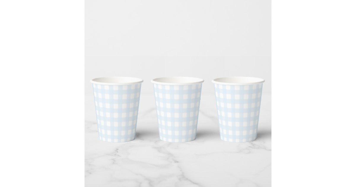 Blue Gingham Paper cup | Zazzle