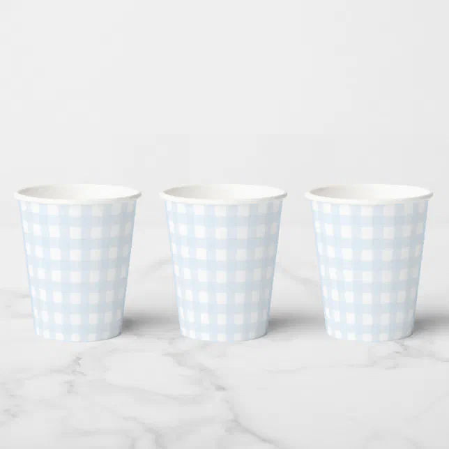 Blue Gingham Paper cup | Zazzle