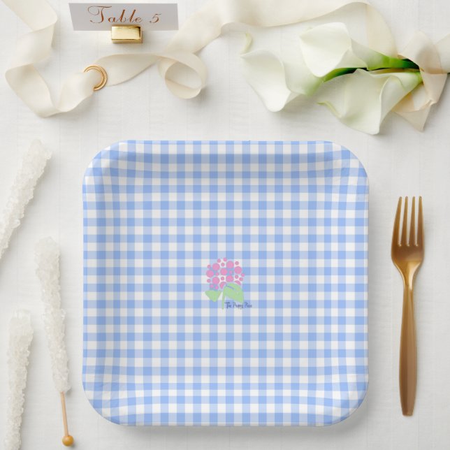 blue gingham paper plates (Wedding)