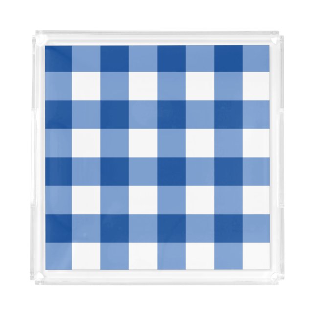 Blue gingham pattern acrylic tray (Front)