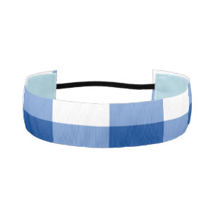 Blue gingham pattern athletic headband