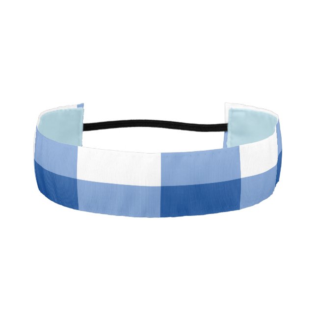 Blue gingham pattern athletic headband (Front)