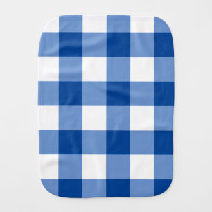 Blue gingham pattern baby burp cloth