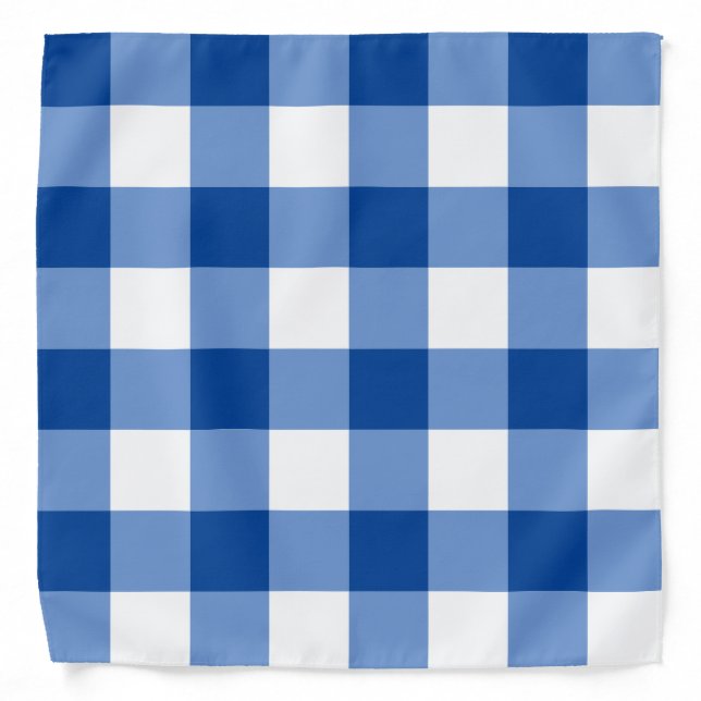 Blue gingham pattern bandana (Front)