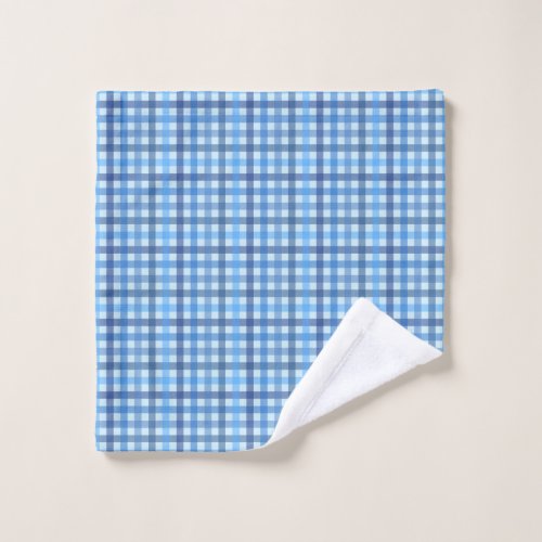 Blue Gingham Pattern Bath Towel Set 