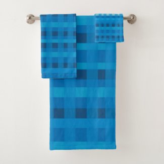 Blue gingham pattern Bathroom Towel Set
