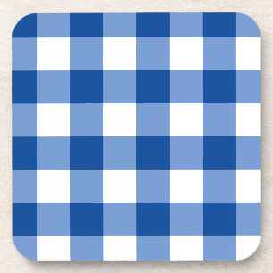 Blue gingham pattern beverage coaster