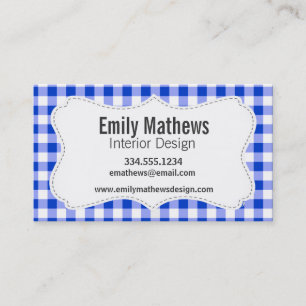 Blue Gingham Pattern Business Card