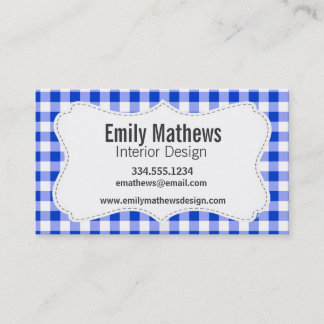 Blue Gingham Pattern Business Card