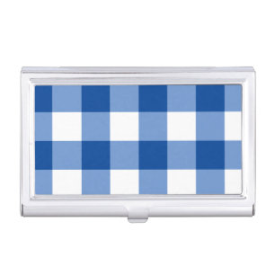Blue gingham pattern business card case