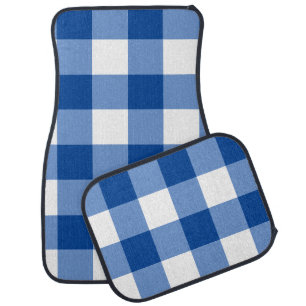 Blue gingham pattern car floor mat