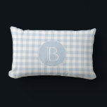 Blue Gingham Pattern Custom Monogram Lumbar Pillow<br><div class="desc">Modern pastel blue and white gingham pattern you can customize with your personal monogram initial. Matching products and other colors are available in our store. Custom requests are welcome.</div>