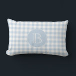Blue Gingham Pattern Custom Monogram Lumbar Pillow<br><div class="desc">Modern pastel blue and white gingham pattern you can customize with your personal monogram initial. Matching products and other colors are available in our store. Custom requests are welcome.</div>