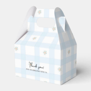 Blue Gingham Pattern Floral Cartoon Party Supplies Favor Boxes