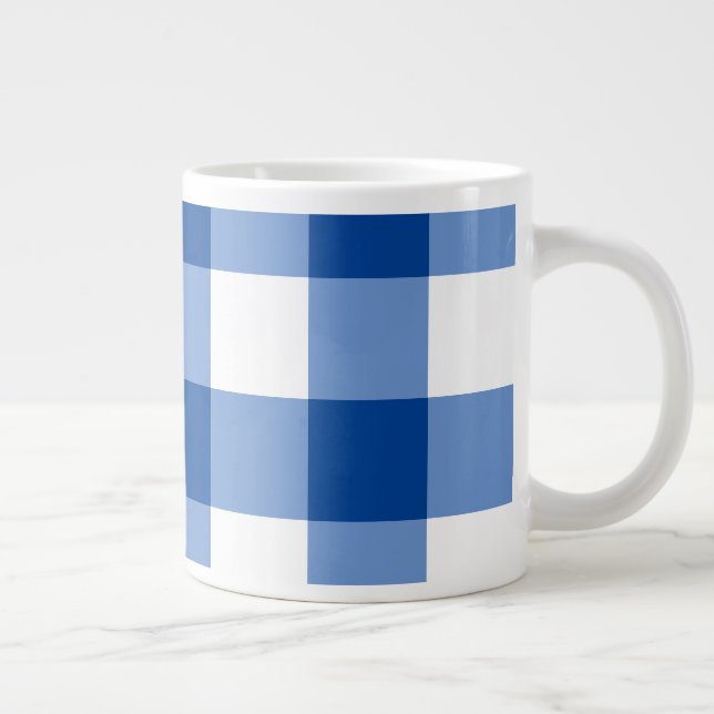 Blue gingham pattern giant coffee mug (Right)