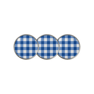 Blue gingham pattern golf ball marker