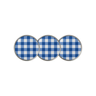 Blue gingham pattern golf ball marker