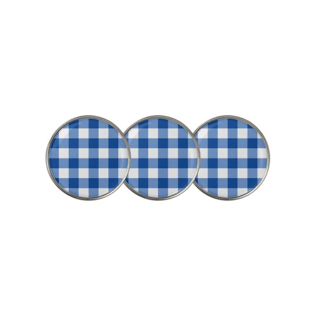 Blue gingham pattern golf ball marker (3 Up)