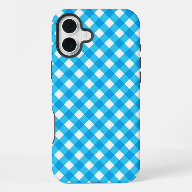 Blue Gingham Pattern Iphone Case (Back)