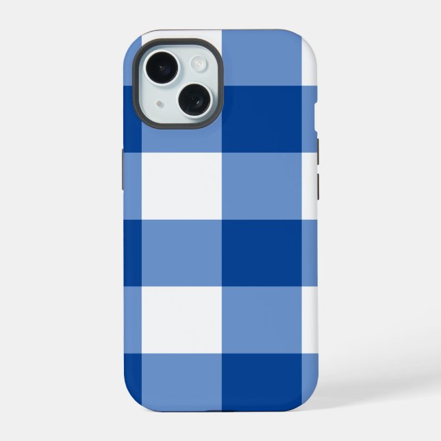 Blue gingham pattern iphone case (Back)