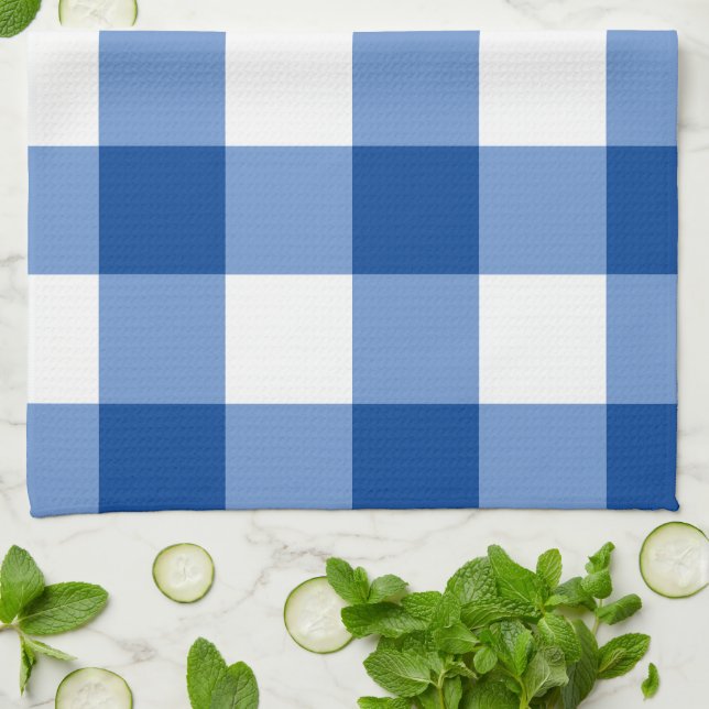 Blue gingham pattern kitchen towel (Folded)