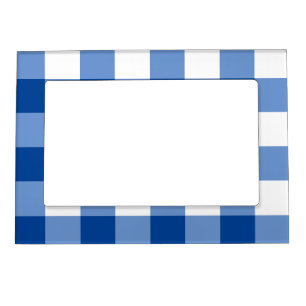 Blue gingham pattern magnetic frame