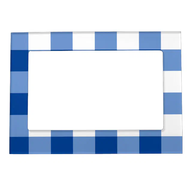 Blue gingham pattern magnetic frame | Zazzle