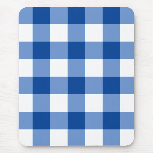Blue gingham pattern mouse pad (Front)