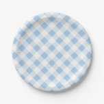 Blue Gingham Pattern, Picnic, Bbq Paper Plate at Zazzle