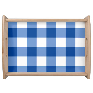 Blue gingham pattern serving tray