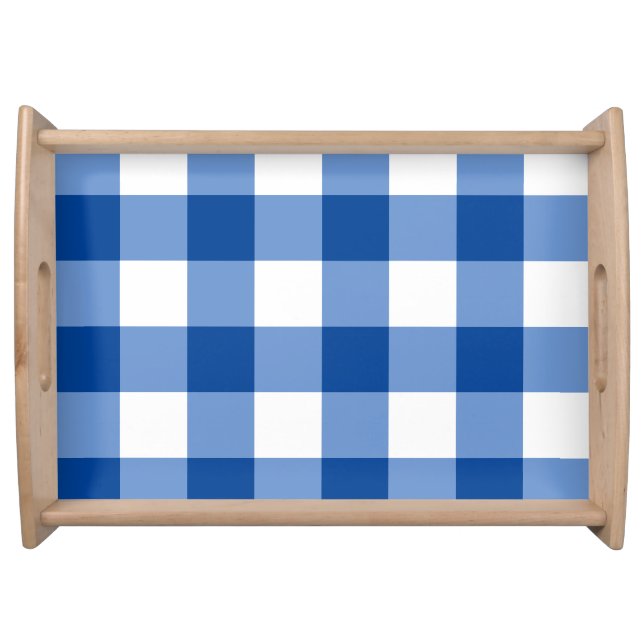 Blue gingham pattern serving tray (Front)