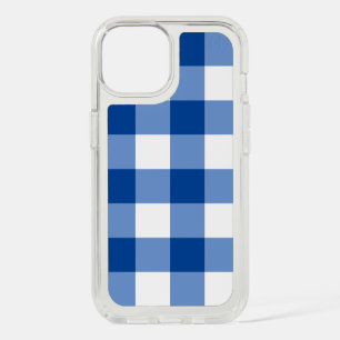 Blue gingham pattern iPhone 15 case