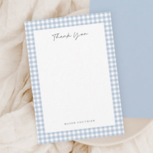 Blue Gingham Pattern  Thank You Card