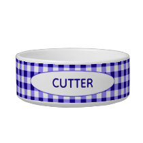 Blue Gingham Personalized | Blue &amp; White Checkers Bowl